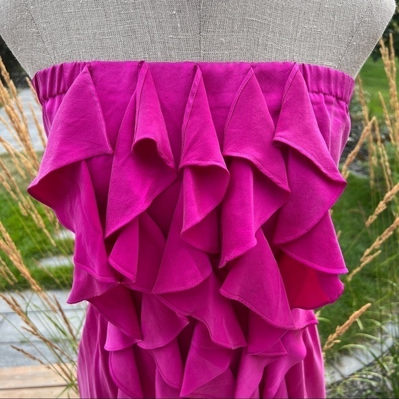 Cynthia Vincent Silk Strapless Ruffle Mini Dress Size 6 - Picture 4 of 15